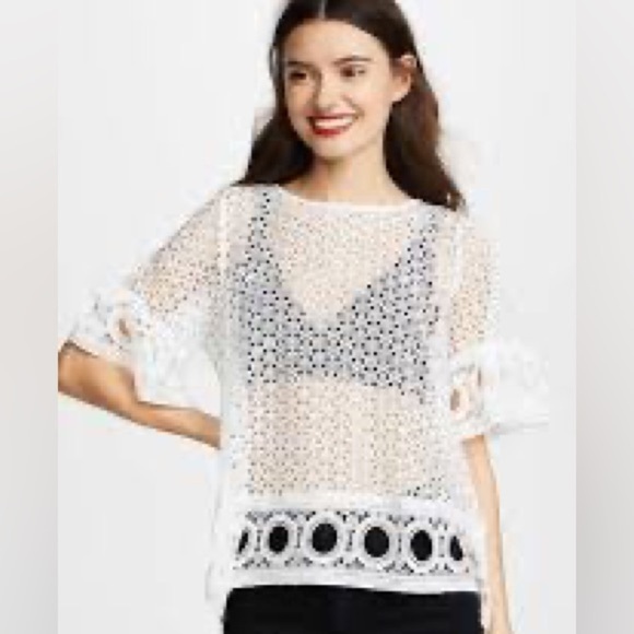 Anthropologie English factory white crochet cutout blouse - Picture 1 of 8